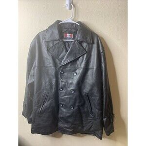 R&R Jean Co VTG Black Leather Jacket Mens LARGE Cowboy Rancher Western Coat